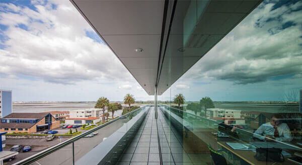 Exterior of Sharp Tudhope balcony